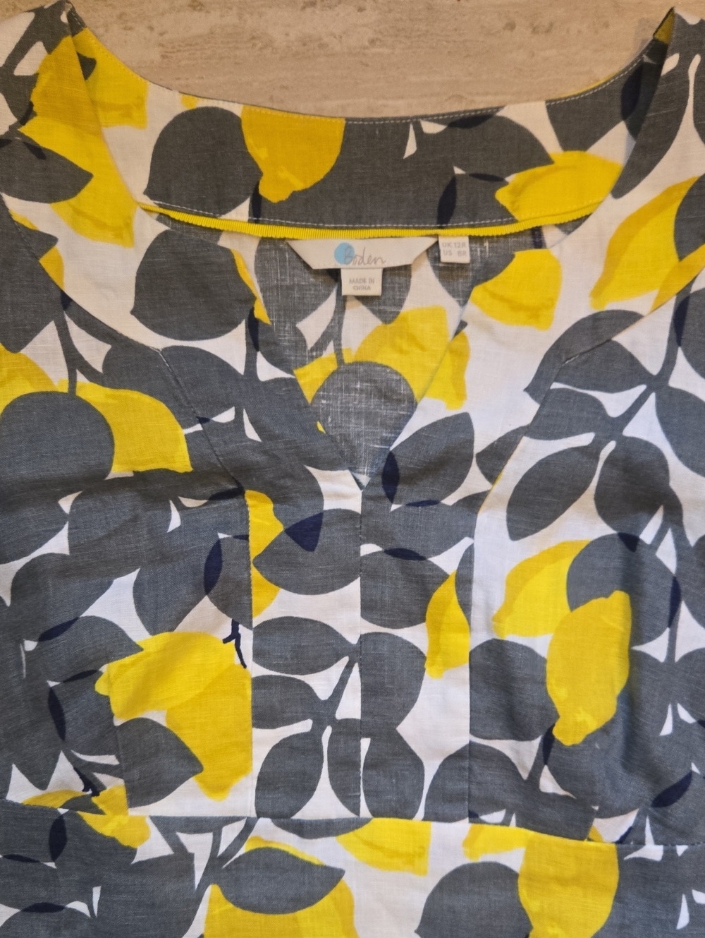 Boden Lemon Print Linen Shift Dress - Picture 5 of 10